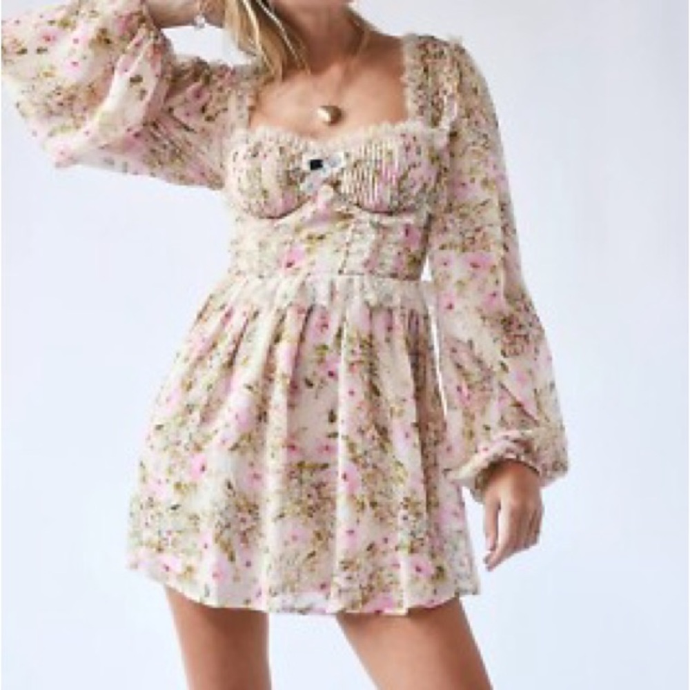 Emmaline mini dress Free People For Love or Lemons Floral Long Sleeve Dress